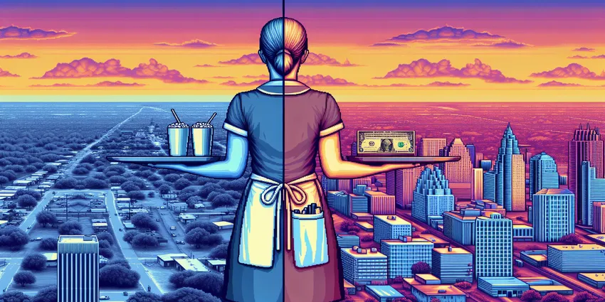 Average waitress tip income in San Antonio