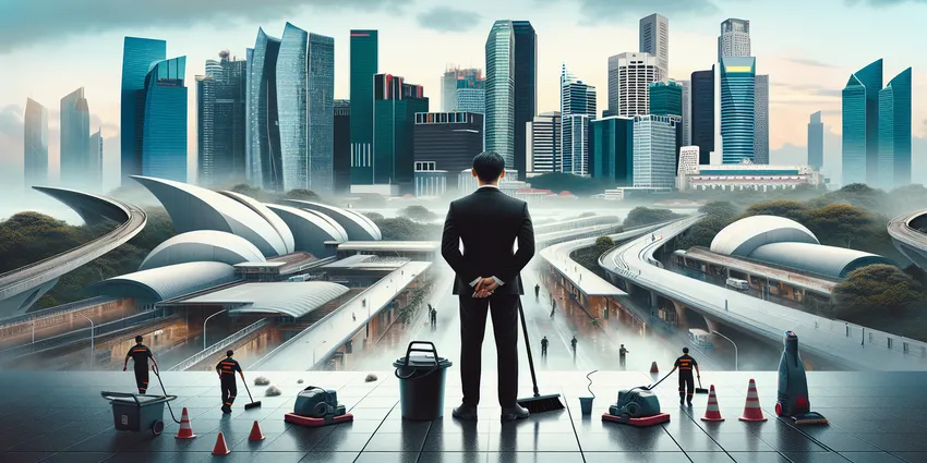 Terminal cleaner cleaning airport terminal