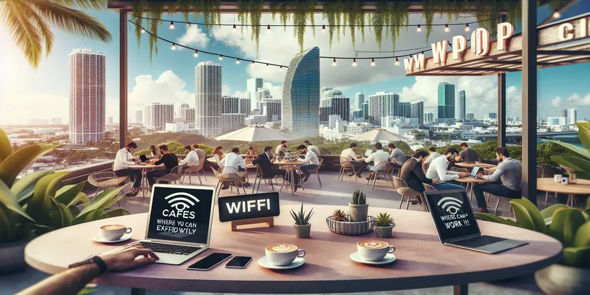 people working with laptops at Wynwood Miami cafe