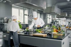 Chefs working in a restaurant kitchen