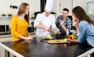 A private chef setting up a vegetables plating at a residence in Miami