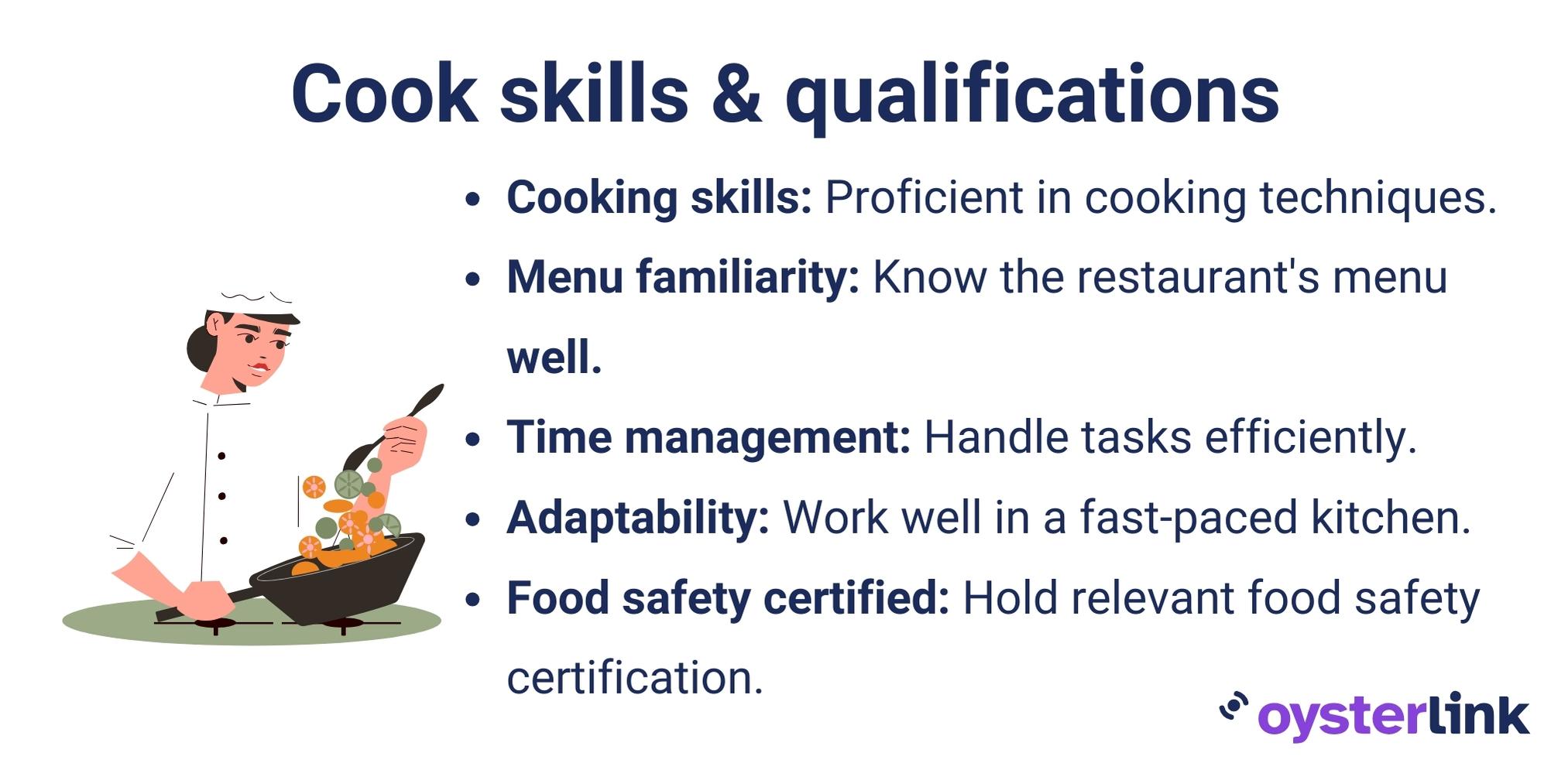 Cook skills and qualifications