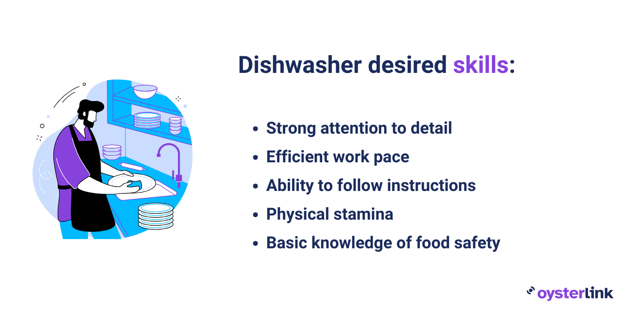 The list of desired skills a dishwasher should have