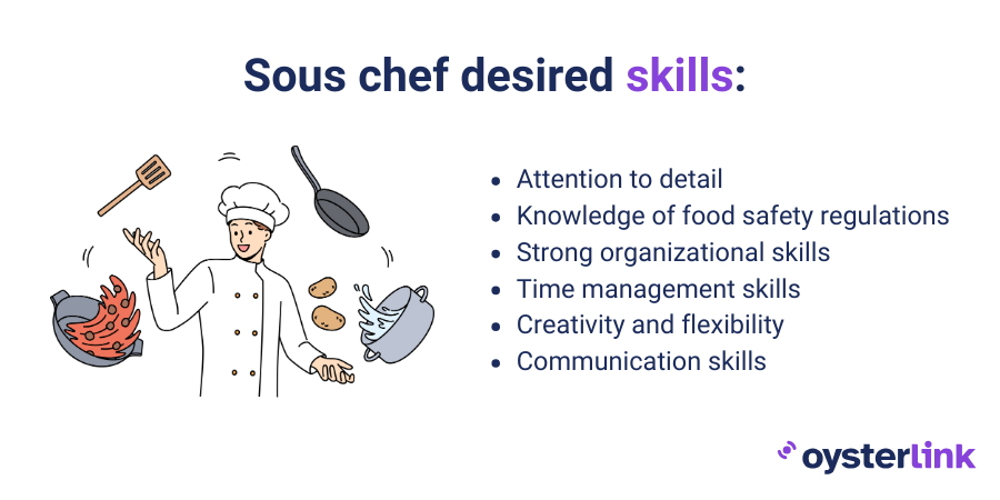 The list of desired skills for sous chef