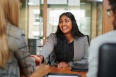 A woman on a job interview