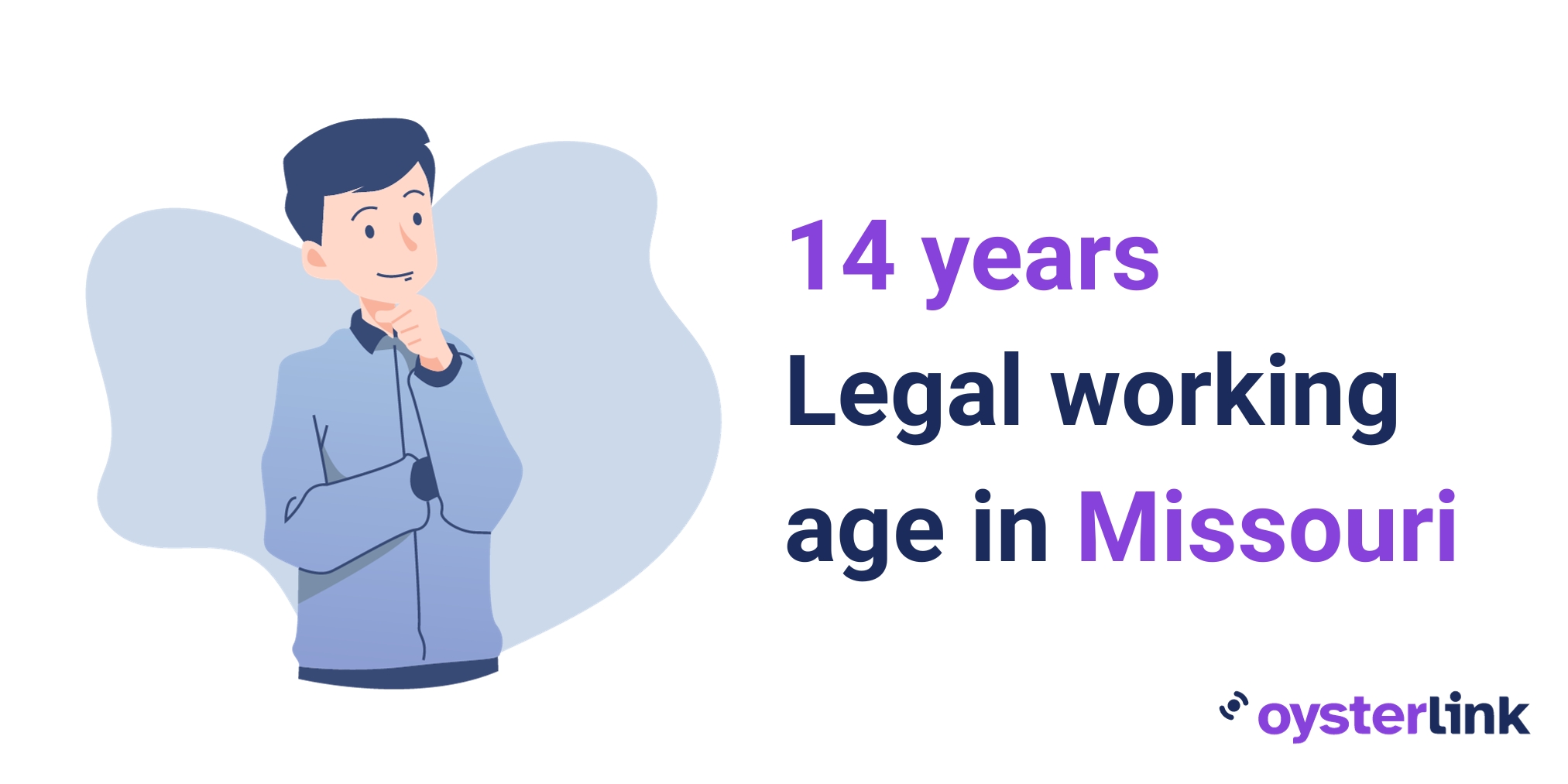 A graphic showing how 14 years of age is the legal working age in Missouri.