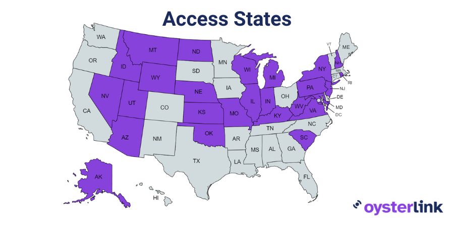 access states in the U.S. map