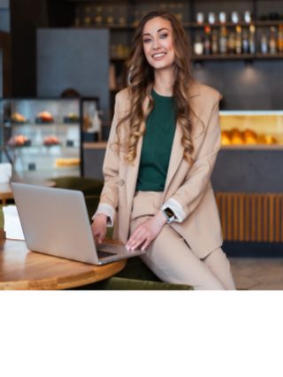 A business woman with a lap top