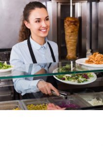 A woman working in a fast-food restaurant