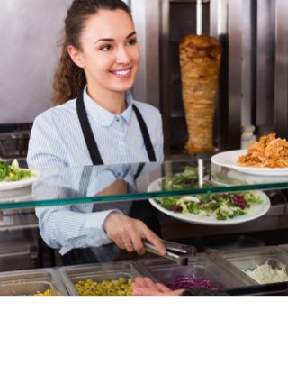 A woman working in a fast-food restaurant