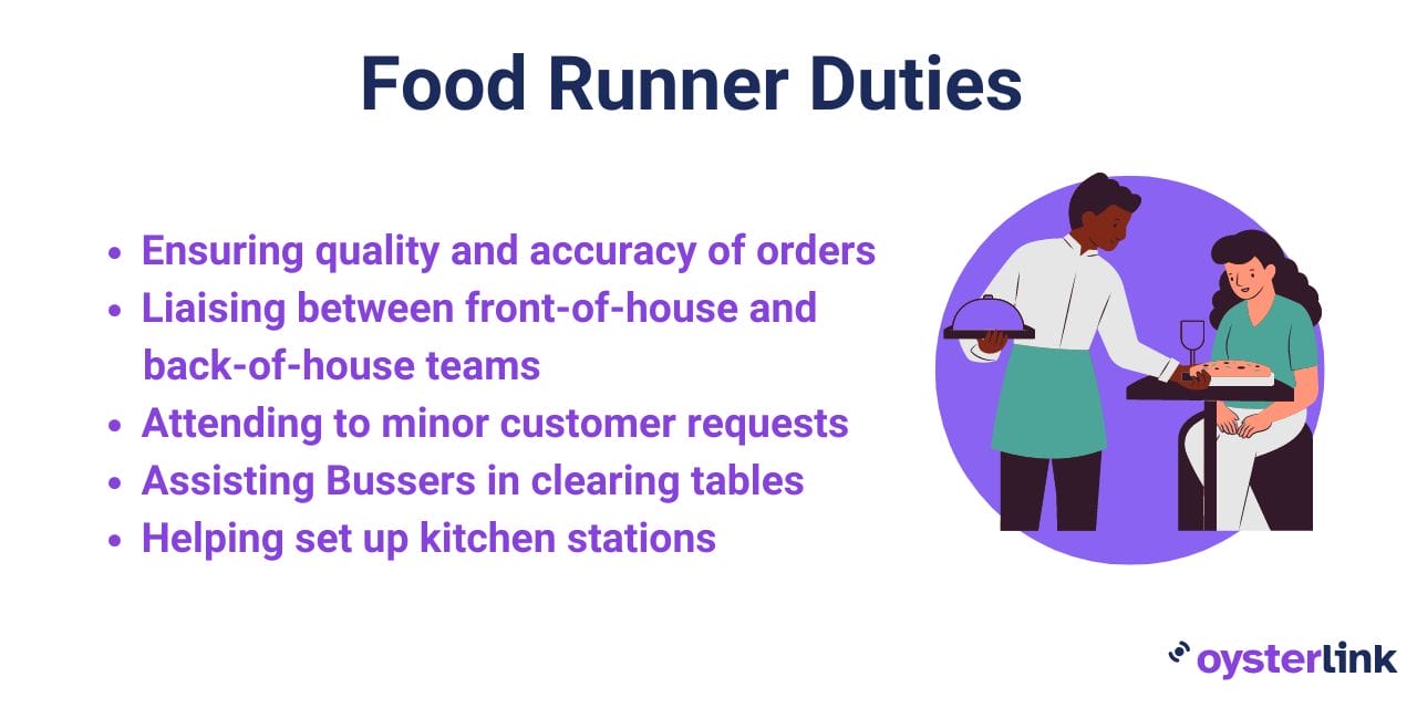 what does a food runner do, list