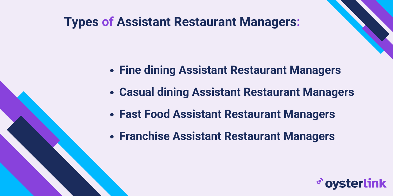 assistant restaurant manager types