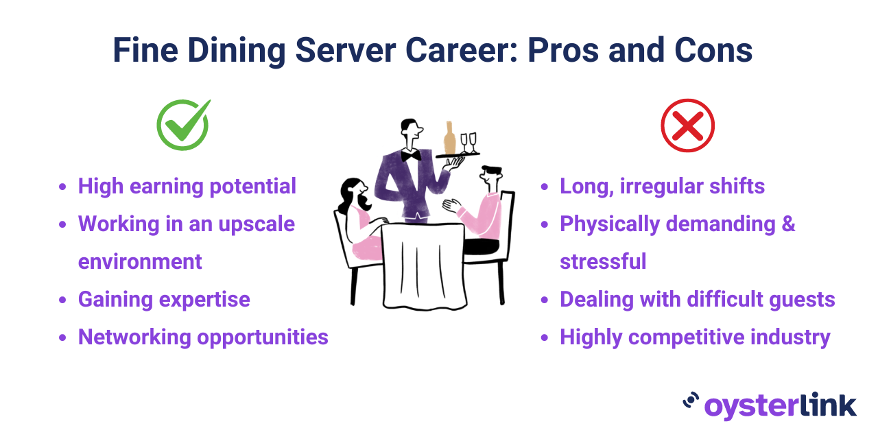 Fine dining server career pros and cons