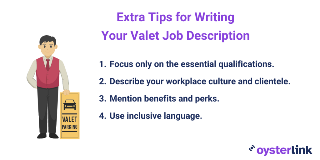 tips for writing valet job description