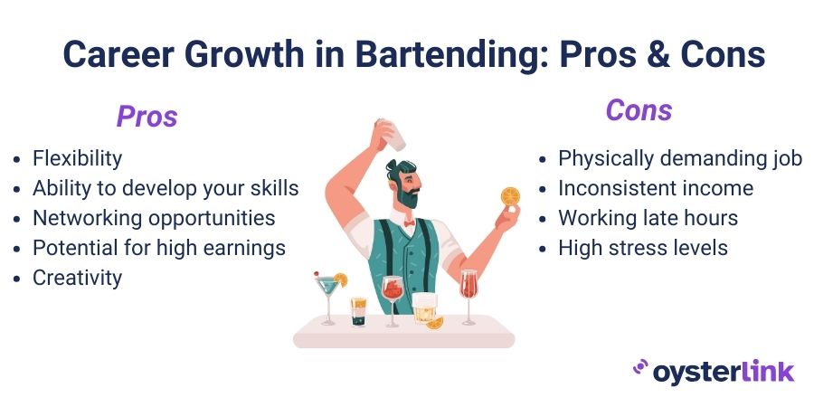 bartender career growth pros & cons