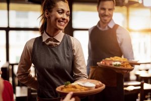 waiters serving food