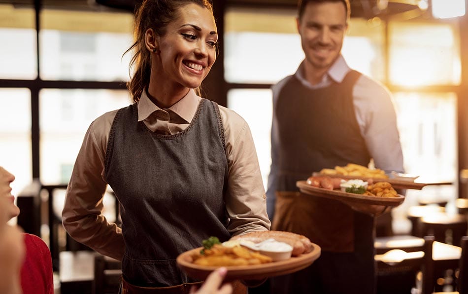 waiters serving food