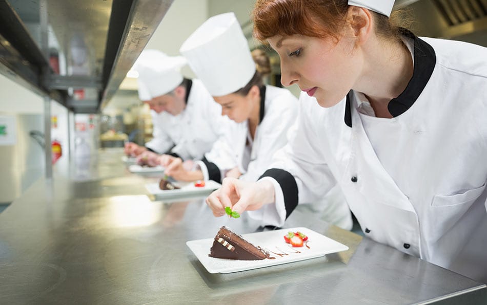 kitchen staff working