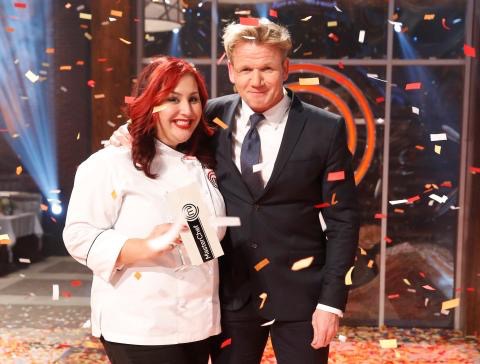 Chef Gordon Ramsey with MasterChef winner Claudia Sandoval