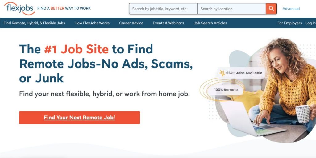 flexjobs landing page