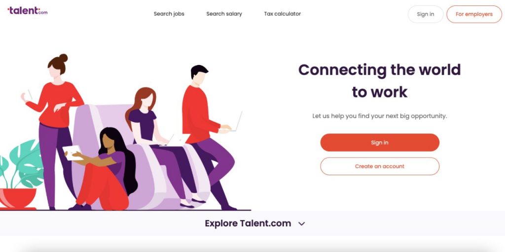 talent.com landing page