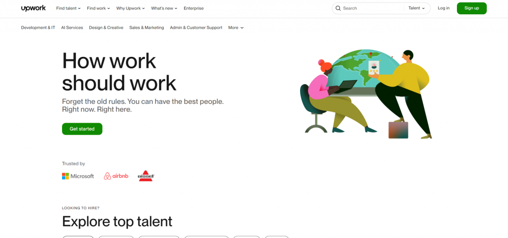 UpWork landing page