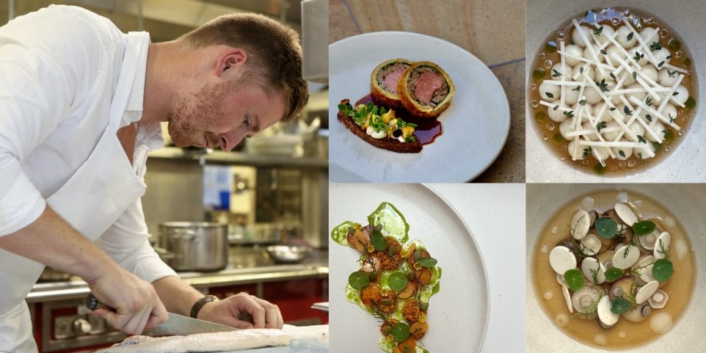 Sous Chef Scott Braithwaite with four of his dishes; how chefs find inspiration