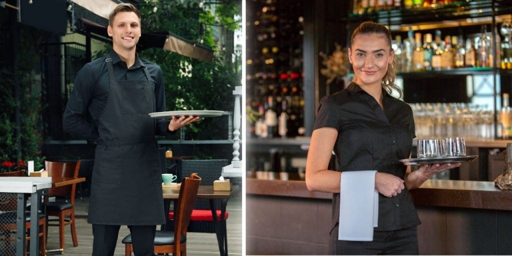 bartenders wearing all black outfits; fine dining server dress code