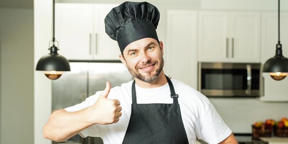 happy baker showing thumbs up