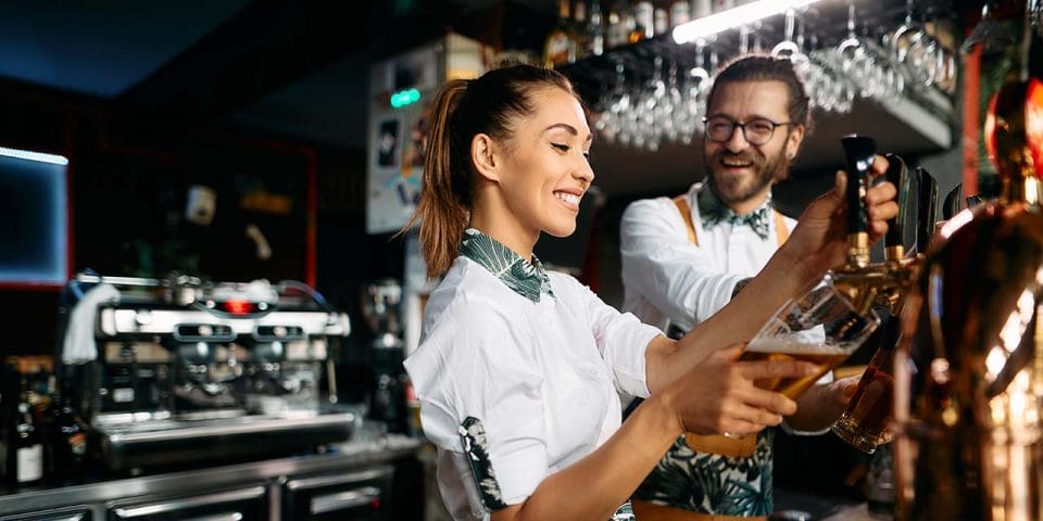 bartender pouring beer