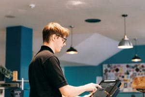 cashier at workstation