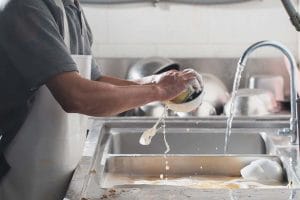 dishwasher at workstation