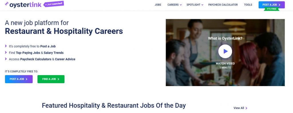 oysterlink homepage; how to interview a waitress