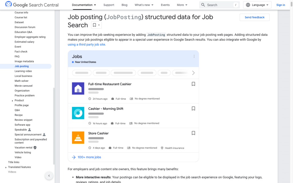 job posting structured data