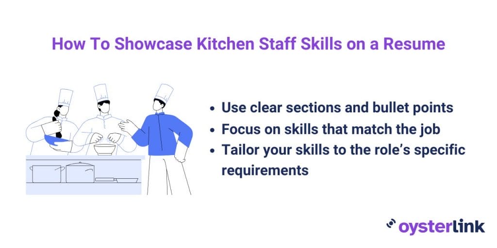 how to showcase kitchen staff skills on a resume