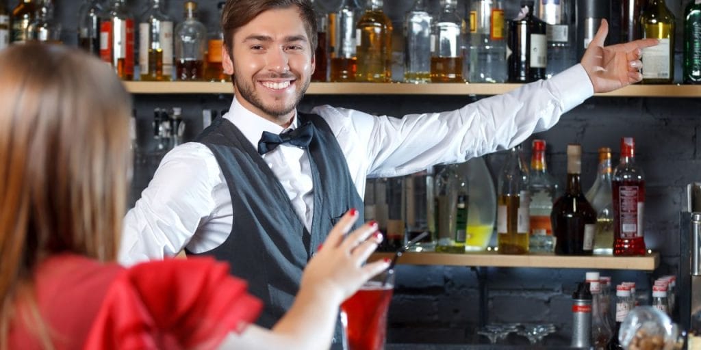 bartender providing suggestions to a customer