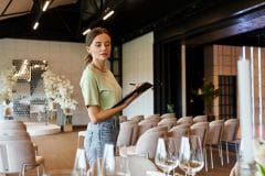 event coordinator inspecting table