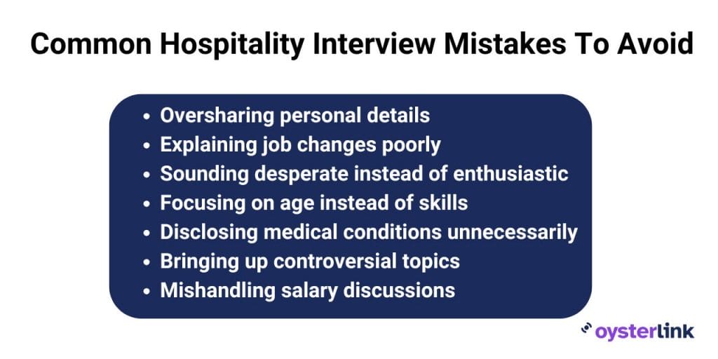 common hospitality interview mistakes to avoid